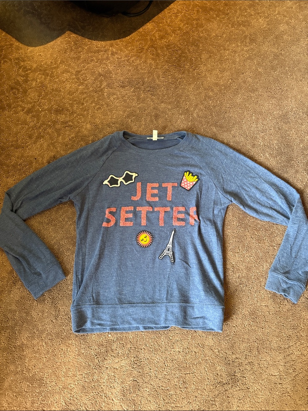 Jessica Simpson Navy Blue 'Jet Setter' Long Sleeve Tee with Patches